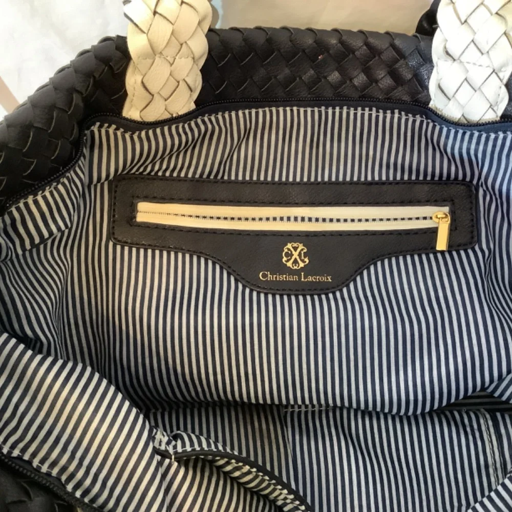 EUC Christian Lacroix navy white tote bag